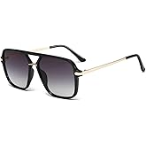 mincl Retro Trendy Pilot Sunglasses for Women Men Gradient Sun Glasses Female Large Square Pilot Shades UV400 Protection