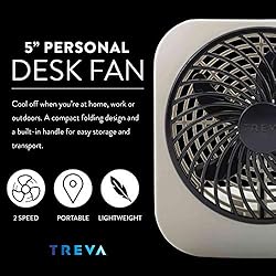 O2COOL Treva 5 Inch Battery Powered Fan Portable