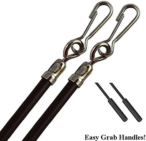 39" BROWN Vinyl Coated STEEL DRAPERY BATON Curtain Wands with Stainless Steel Hooks (2-Pack)
