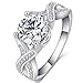 FENDINA Jewelry Womens Luxurious 18K White Gold Plated Cubic Zirconia Infinity Love Solitaire Promise Eternity Ring Engagement Wedding Anniversary Band Her, Size 8