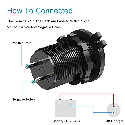 FENGWANGLI Cigarette Lighter Socket Car Marine Motorcycle ATV RV Lighter Socket Power Outlet Socket Receptacle 12V DC Flush Mount with Wire Waterproof Plug - Thumbnail 3
