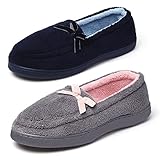 KushyShoo Women's Bowknot Plush House Slippers Anti-slip Shoes