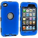 N MARKET Blue Deluxe Hybrid Premium Rugged Hard Soft Case Skin Cover for iPod Touch 4th Generation 4G 4