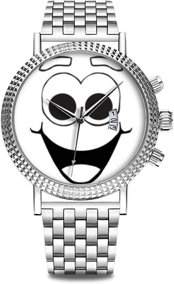 Amazon 高級 時計 ブランド 人気 上品 腕時計 ブランド 人気 自分用もしくは親戚お友達恋人へ贈る メンズ 時計 パーソナリティパターンウォッチ 485 黒と白の笑顔笑い顔スポーツウォッチ メンズ腕時計 腕時計 通販