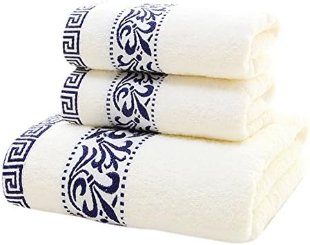 XHSP 100% Cotton Highly Absorbent Printing Towels 3pcs Towel Set Home Hotel Bath Towel, 1 Bath Towels, 2 Hand Towels Extra Thick Beach Bath Towels