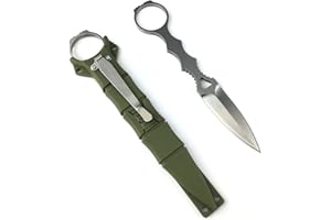 HUAAO SOCP Fixed Blade Dagger with Green Kydex Sheath, for Collections, Gifts, Camping Self Defense