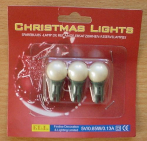 Pack of 3, Pearl, Push in Spare Bulbs for Berry Lights 5v 0.65w 0.13a (S76)