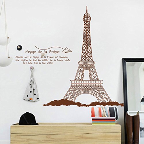 Trendbox PVC Removeable Decorative Art DIY Wall Decor Decal Sticker Paper For Home Bedroon Living Nursery Room Party - Brown Eiffel Tower