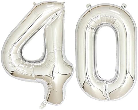 40 inch Jumbo 40th silver number balloons for Birthday Party , Anniversary Decoration. (Silver 40)