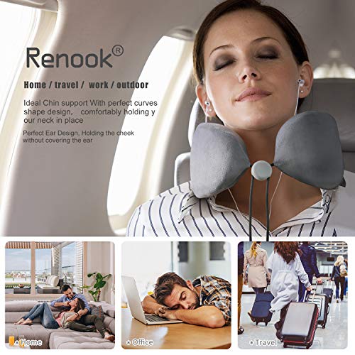 RENOOK Travel Pillow, 100 Pure Memory Foam Neck Pillow, Ideal for