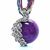 Bluegrass Bohemia Cats-Eys Stone Peacock Pendant Necklace Purple,18.5