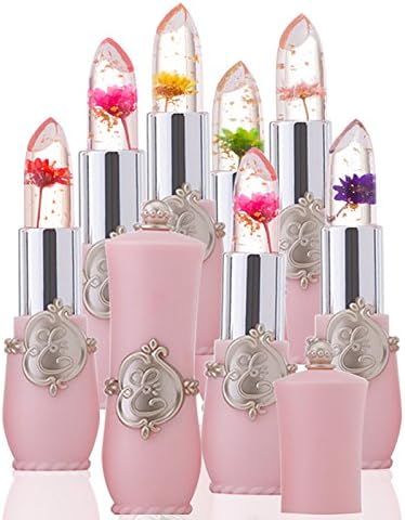 6Pcs/Set Beauty Bright Flower Crystal Jelly Lipstick Magic Temperature Change Color Lip Gloss