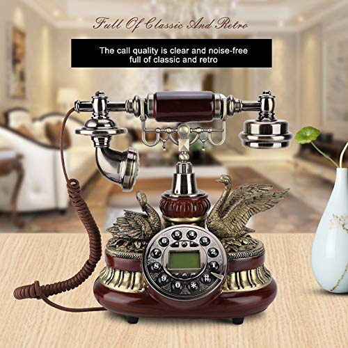 Mugast IDS-8675D Retro Wired Telephone,Corded Antique Vintage Style Desk Landline Phone with FSK/DTMF Dual System and Caller ID for Home Office Hotel Decoration