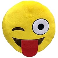 Winking Tongue Out Smiley Face Emoji Plush Cushion By A4tech