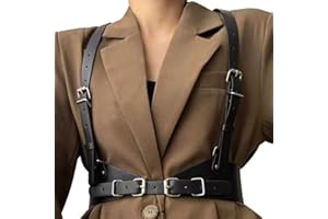 CLOACE Punk Waist Belt Gothic Black Leather Wide Waist Belts Elastic Cosplay Halloween Body Chain Accessory for Women