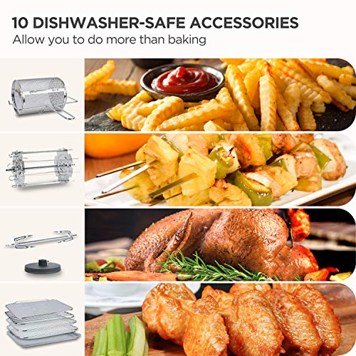 CalmDo Air Fryer Toaster Oven 12.7 Quarts, Rotisserie, Dehydrator, Convection Oven, 18 functions to Fry, Roast, Dehydrate, Bake, Reheat, 10 Accessories & Recipe Included, Black - Thumbnail 2