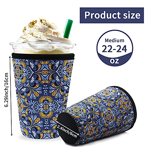 WILSLAT Reusable Iced Coffee Cup Insulator Sleeve for Cold Beverages