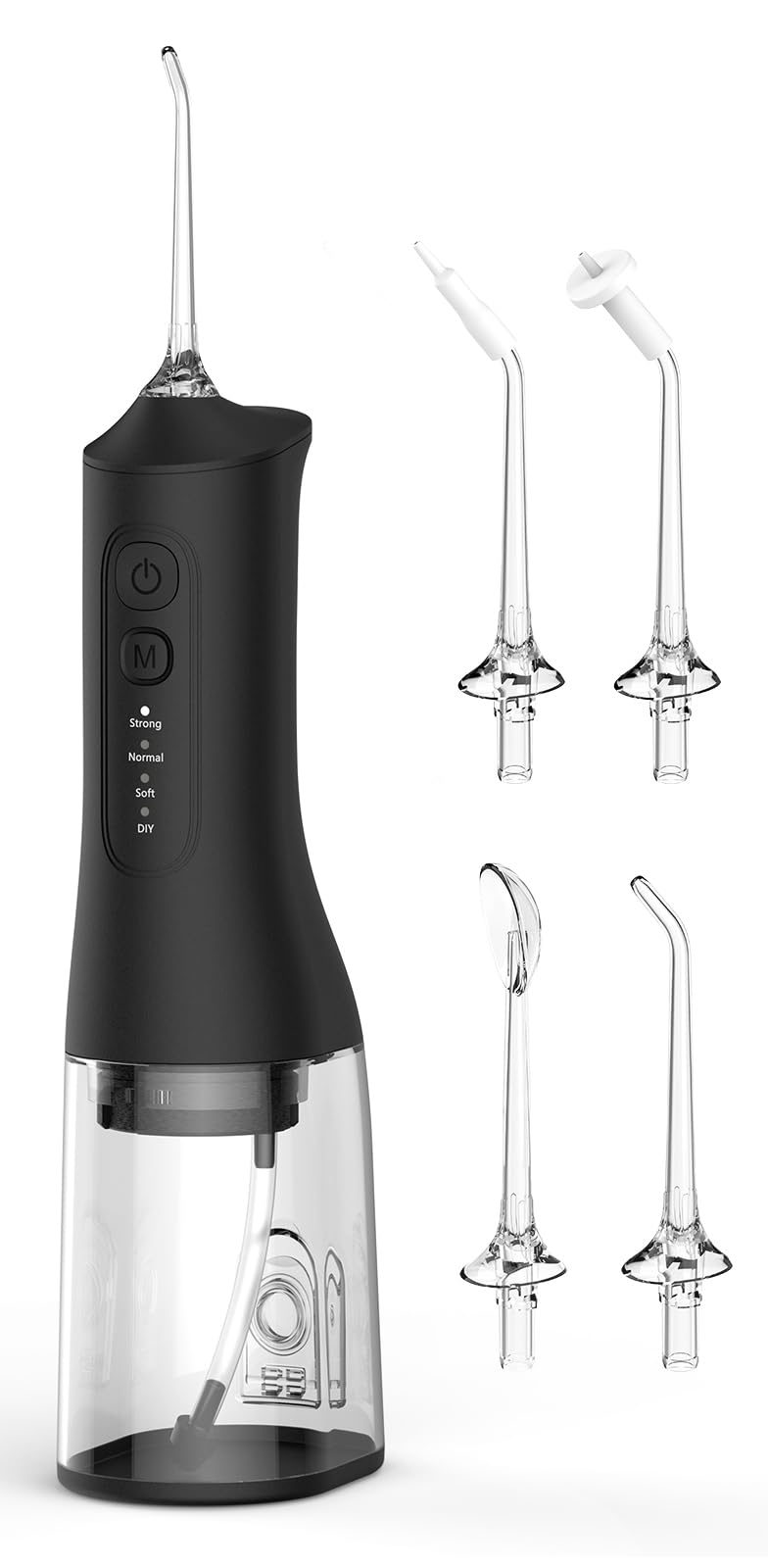 Water Flosser for Teeth Cordless Rechargeable with 4 Jet Tips 300ML Water Tank IPX7 Waterproof for Travel Home (Black)