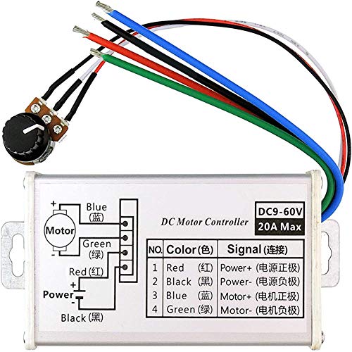 Brush Motor Speed Control DC Motor Speed Controller 9V-60V 20A 1200W PWM  Brush Motor Driver With Switch & Knob - Speed Regulator & Dimmer Module