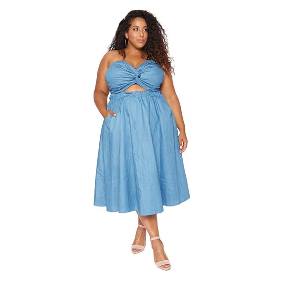 denim wrap dress plus size