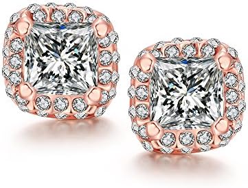 Paialco Fashion Copper Square Shaped Cubic Ziconia Drills Inlaid Earrings,Women's Best Fashion Stud Earrings