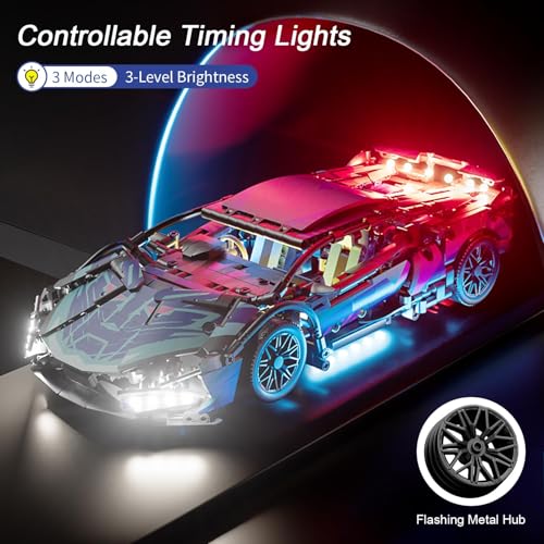KASTWAVE Sport Car Building Block Sets for Adults, Race Car with LED Lights Collectible 1:14 MOC Model Engineering Toy Birthday Gifts for Boys Boyfriends Men Teens Age 8+ 8-12 12 13 14 (1314 PCS)
