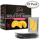 IAMBEAUTY 20 Pairs Collagen 24K Gold Eye Masks - Reduce Dark Circles and Puffiness - Eye Treatment Pads Patches - Anti-aging and Wrinkle Care