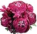 Duovlo Springs Flowers Artificial Silk Peony Bouquets Wedding Home Decoration,Pack of 1 (Spring Hot Pink)