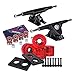 Cal 7 Longboard Skateboard Combo Package with 70mm Wheels & 180mm Lightweight Aluminum Trucks, Bearings Complete Set & Steel Hardware (Black Truck + Transparent Red Wheels)