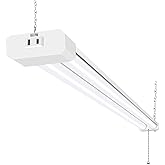 hykolity 4FT LED Shop Light Linkable,4400LM,5000K Daylight | 42W LED Ceiling Lights for Garages,Workshops,Basements, Hanging or FlushMount, Power Cord and Pull Chain,White, ETL- 1 Pack
