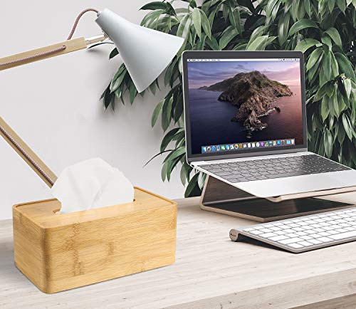 jocabo Bamboo Tissue Box Cover Rectangular Tissue Organizer Holders Napkin Storage Case Paper Stand Dispenser for Home Office Desks,Bathroom,Bedroom