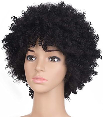 Blondwigs Afro Kinky Curly wigs Twist Hair for black women wig synthetic short Natural Black wig Hair 8" 120g (8inch, Black)