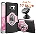for S 7 Edge Case - eSamcore Ring Holder Kickstand Cases + Dashboard Magnetic Phone Car Mount [Rose Gold]