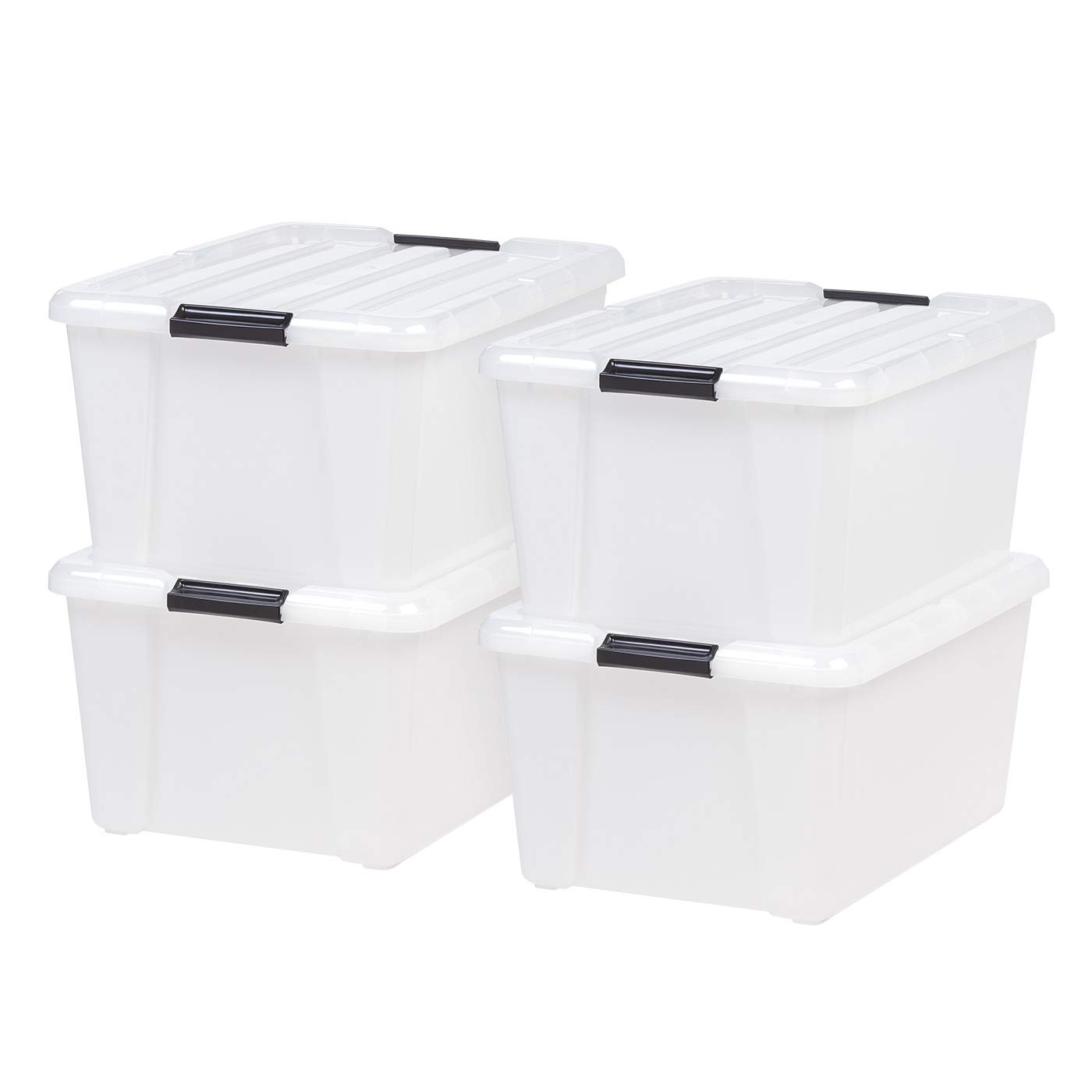Photo 1 of **SOME ARE BROKEN**IRIS USA 45 Quart Plastic Storage Container Bin with Latching Lid, Pearl, 4 Pack