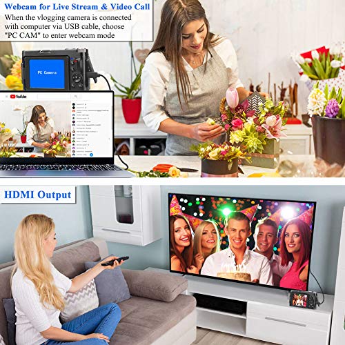 Digital Camera Vlogging Camera for YouTube, Aasonida Video Camera Ultra HD 1080P 30FPS 24MP Camcorder Vlog Camera with Wide Angle Lens, WiFi Function,3.0" IPS Flip Screen,16X Digital Zoom,2 Batteries
