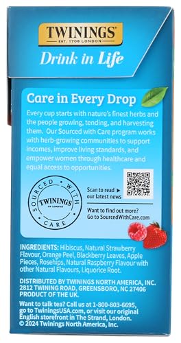 TWININGS, TEA ICED HERBAL STRAWBERRY RASPBERRY, 72 COUNT