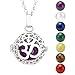 JOVIVI Hollow Yoga OM Locket Pendant With Natural 7 Chakras 16mm Ball Stones Reiki Healing Energy Beads 28