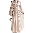 2PCS Women's Muslim Dresses Abaya Islamic Dubai Prayer Dress Robe Long Cardigan Maxi Dress