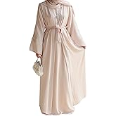 2PCS Women's Muslim Dresses Abaya Islamic Dubai Prayer Dress Robe Long Cardigan Maxi Dress