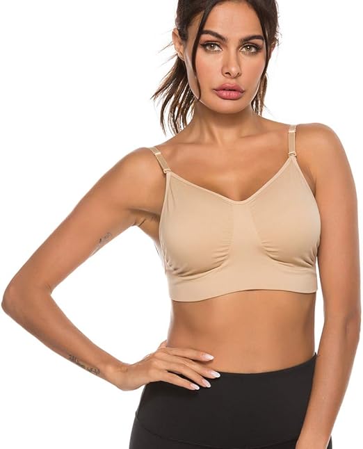 STELLE Women's Dance Ballet Nude Seamless Clear Back Bra