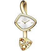 SAGA Phantom Ladies Luxury Cuff Bangle Quartz Watch, Triangular Case, Japanese Movement, 30M Water Resistant, 316L Stainless Steel Bracelet with Danube Crystals