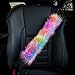 Unicorn rainbow fur seatbelt cover shoulder pad. Great for purses, backpacks, women, children, and more