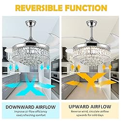 Panghuhu88 42" Invisible Ceiling Fan Chandelier