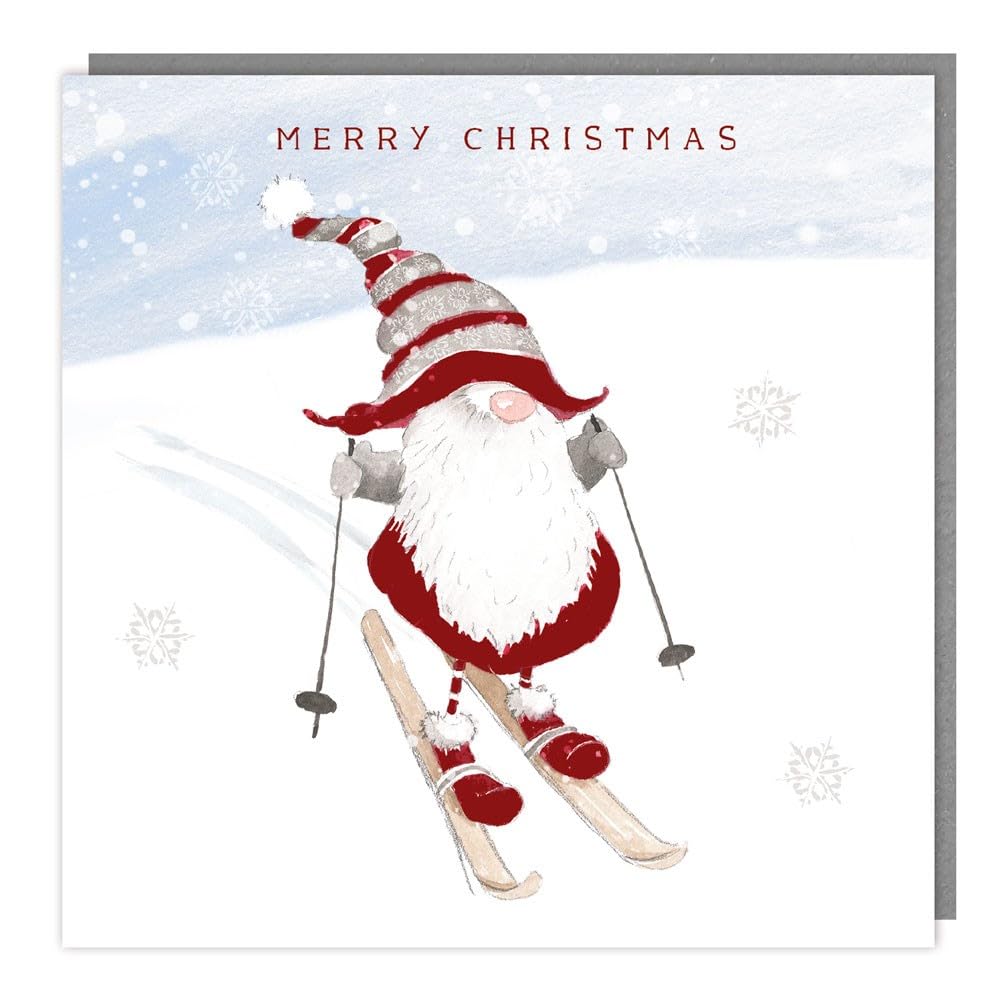 Tracks Publishing Charity Christmas Cards Pack of 5 - Charity Christmas Cards with a Festive Skiing Gonk Design - Eco-Friendly Xmas Cards Multipack with Envelopes