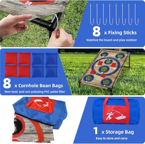 NZQXJXZ Portable Cornhole Board Set with 8 Bean Bags Corn Hole Toss Game Cornhole Games for Indoor and Outdoor Parties, Ideal for Kids, Adults, Camping Travel,Parties,Beach, Yard
