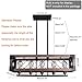OYIPRO Industrial Kitchen Island, 5 Chandelier Farmhouse Hanging Fixture Retro Ceiling Rectangular Rectangle Wooden Metal Caged Guard Pendant Lighting Available for Sloped, Brown