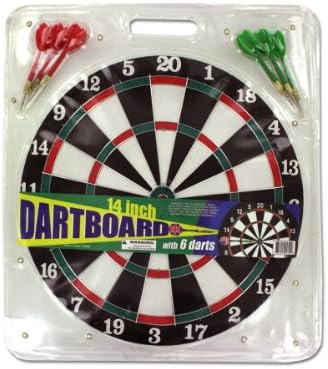 Dartboard with 6 Darts, Black/White/Green/Red