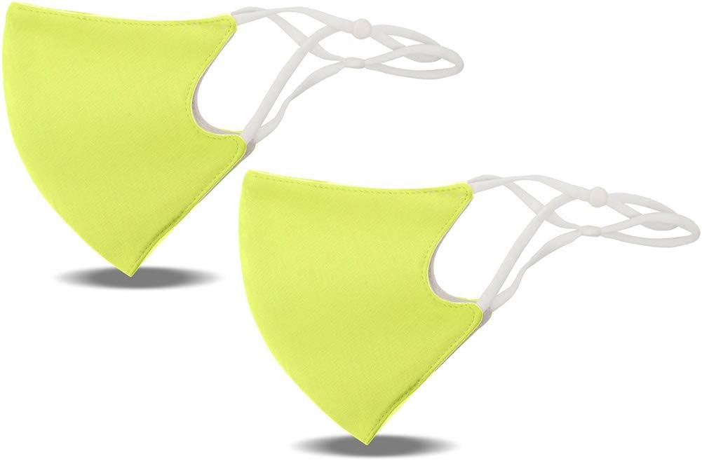 Koehope 2Pcs Adult Kids Washable Dustproof Mouth Shield Solid Color Adjustable Earloop Antibacterial Anti-Haze Face Cover with Nose Bridge