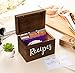 Juvale Wooden Recipe Box with Tabs & Dividers - 7 x 5 x 5 In, Brown Pinewood, Letter Print - Flip-Top Lid & Quick-Access Notch - 60-Card Set & 24 Dividers - Recipe Card Organizer Box