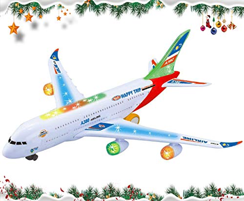 Alagoo Electric Airplane Toy Kids Toy Plane Airbus with Flashing Lights, Realistic Aircraft Jet Engine Sounds, Changes Direction Auto, Bump and Go Action Toy Airplanes for 3+ Years(Colors May Vary) - Thumbnail 7